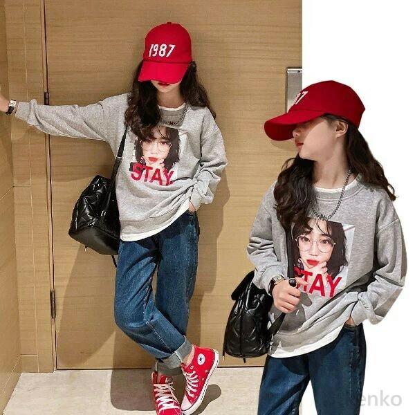 【送料無料】春の新作 トップス キッズ トレーナー スウェット 可愛い 子供服 女の子 プリント ト...