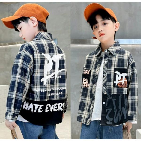 【送料無料】春 秋 秋服 秋着 春着 綿100% チェック柄 長袖ネルシャツ 子供服 長袖シャツ キ...