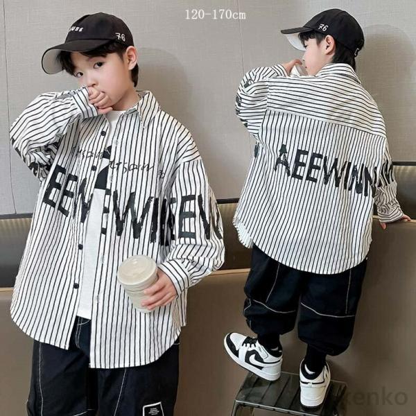 【送料無料】ボーダー 長袖ネルシャツ  韓国子供服 長袖シャツ キッズ チェックシャツ 男の子 シャ...