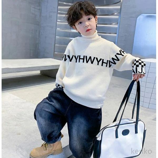 【送料無料】春 秋 冬  トップス 子供服 長袖 ニット セーター  厚手 シンプル タートルネック...