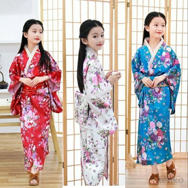 【送料無料】浴衣 和風 子供 キッズ 女の子ドレス  着物 和服 花柄 クリスマス 和装 コスプレ ...