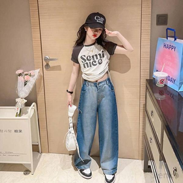 【送料無料】女の子ジーンズ ▽ Tシャツ 半袖 2点セット 子供服 ボトムス 子供 キッズ ベビー ...