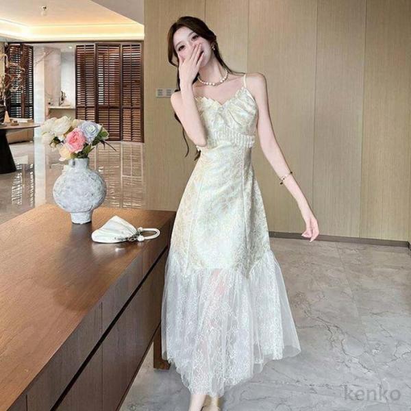 【送料無料】夏 白 ワンピース  レディース ドレス マキンワンピース レースワンピース ドレス 二...