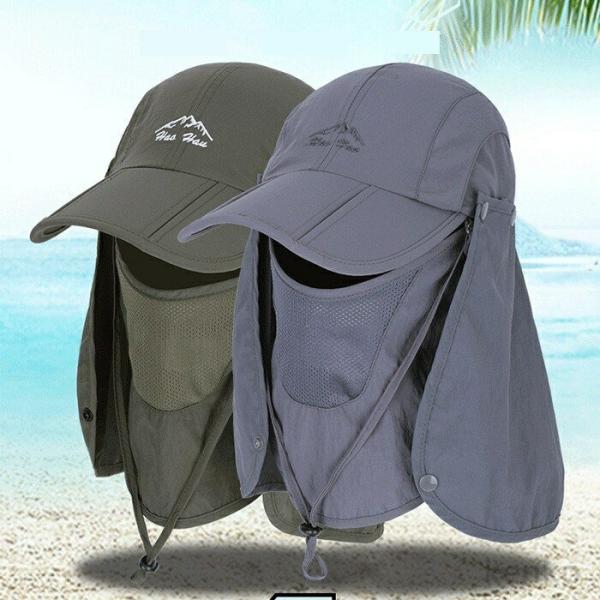 【送料無料】サファリハット マスク UVカット フェイスマスク付き サンバイザー 日よけ帽子 紫外線...