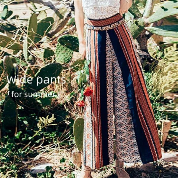 【送料無料】ンツ 夏 春 薄手 総柄 エスニック柄 UVカット ゆったり きれいめ レディース パン...