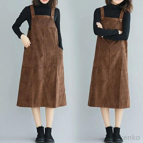 【送料無料】ペット コーデュロイ 大人 お洒落 ジャンパースカート ミディアムサロペット 秋冬 サロ...