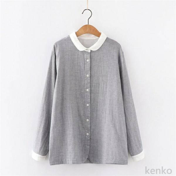 【送料無料】00％ シャツ ブラウス レディース 長袖 ガーゼ 春秋 前開き トップス 千鳥柄 チェ...