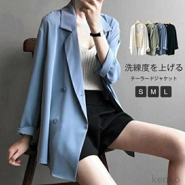 【送料無料】ャケット レディース 夏 オフィス テーラードジャケット 七分袖 薄手 シフォン ジャケ...