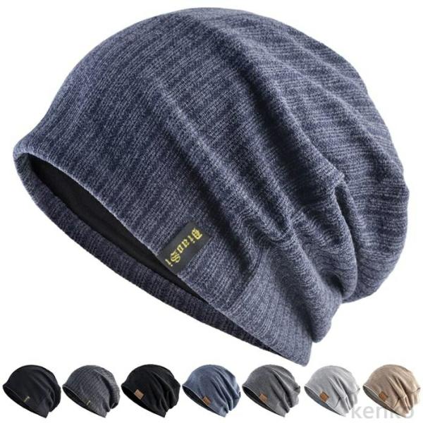 【送料無料】ニット帽 メンズ 春 秋 冬 ナイトキャップ ビーニー 3type 裏起毛 二重構造 ニ...