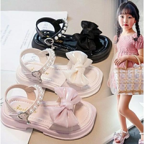 サンダル ビーチサンダル 女の子 夏 シューズ 女児 小学生 園児 歩きやすい 痛くない パール リ...