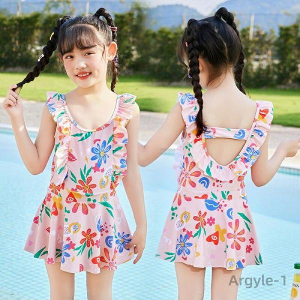 キッズ水着 ワンピース水着 女の子 花柄 かわいい こども ジュニア スイムウエア スイミング イン...