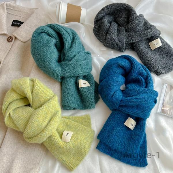 マフラー レディース ニット フリンジなし スカーフ リブ裾 韓国っぽ カジュアル 秋冬 暖かい お...