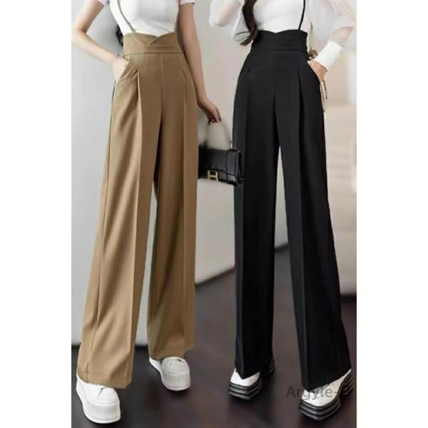 パンツ スラックス ハイウエスト サロペット タック ワイドパンツ とろみ感 夏 レディース 上品 ...