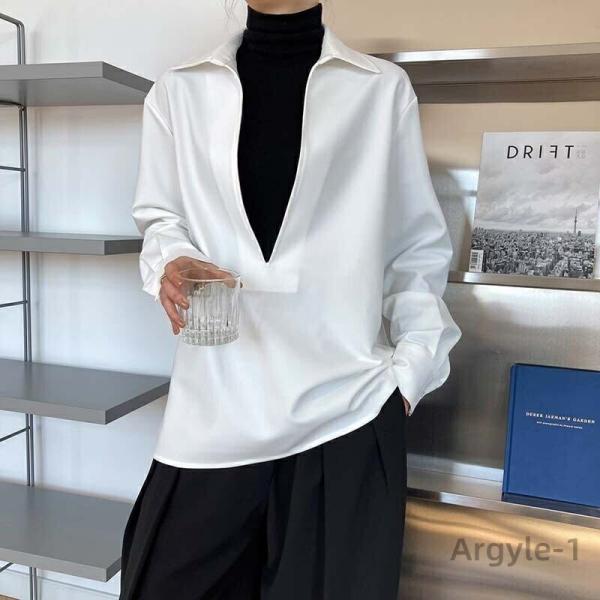 Vネック ブラウス シャツ オフィスカジュアル とろみシャツ レディース トップス 長袖 とろみ シ...