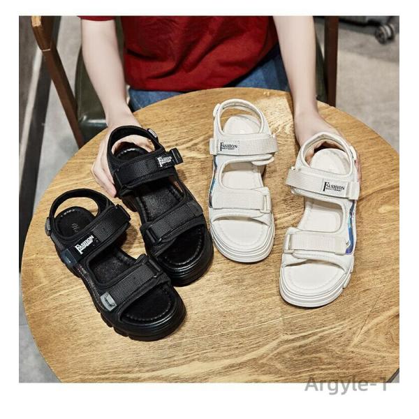 厚底 スポサン レディース サンダル スポーツサンダル 5cm ミドルヒール ラウンドトゥ ベルト ...