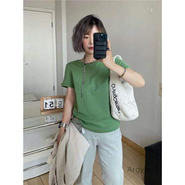 Tシャツ レディース 2023春夏 クルーネック 半袖 パックTシャツ 無地 ゆったりオシャレ 無地...