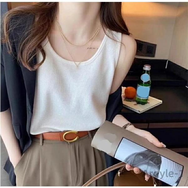 キャミソール シャツ レディース ベーシックインナー コットン フライス  オシャレ 肌着 ラウンド...