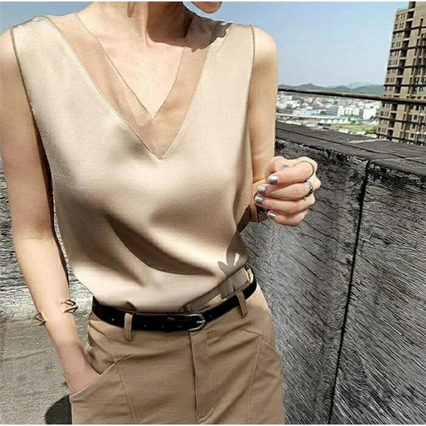 タンクトップ シャツ レディース インナー キャミソール オシャレ 肌着 ノースリーブ ブラウス  ...