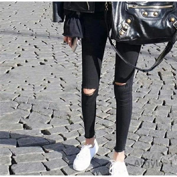 スキニー パンツ ストレッチ ダメージ ジーンズ ロング丈 レギンス ボトムス トレンド 通勤用 仕...