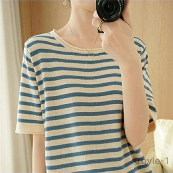 ニット 半袖 シャツ レディース サマー ニット ブラウス 半袖 トップス シャツ 女性 ゆったり ...