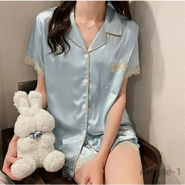 レディース 前開き 半袖 ルームウェア 上下セット 部屋着 半袖 Tシャツ ショートパンツ 大人用 ...