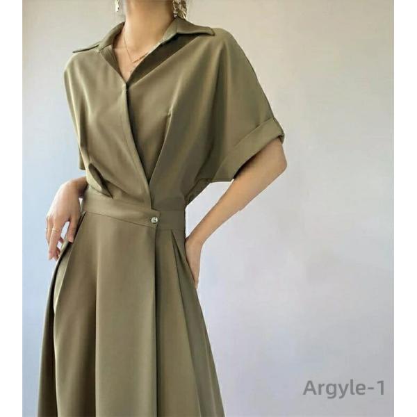 レディース フレア ロング ワンピース Vネック 半袖 リゾート ワンピ サマードレス マキシ丈 シ...