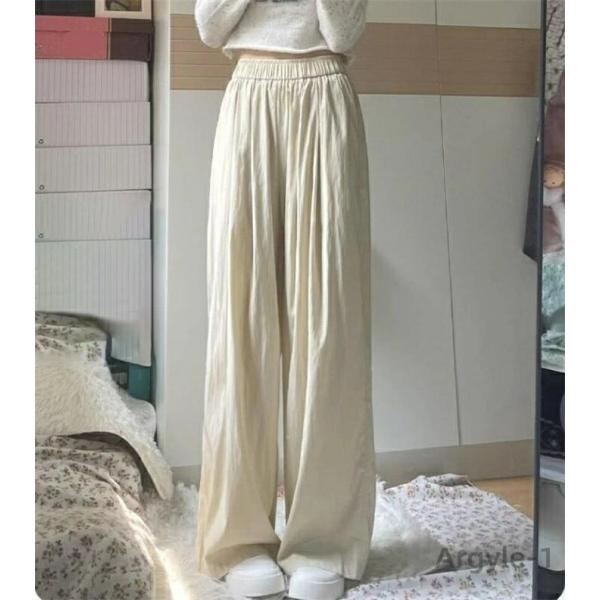 レディース ストレート ボトムス ハイウェスト ロングパンツ ゆったり 脚長シルエット ボトムス 美...