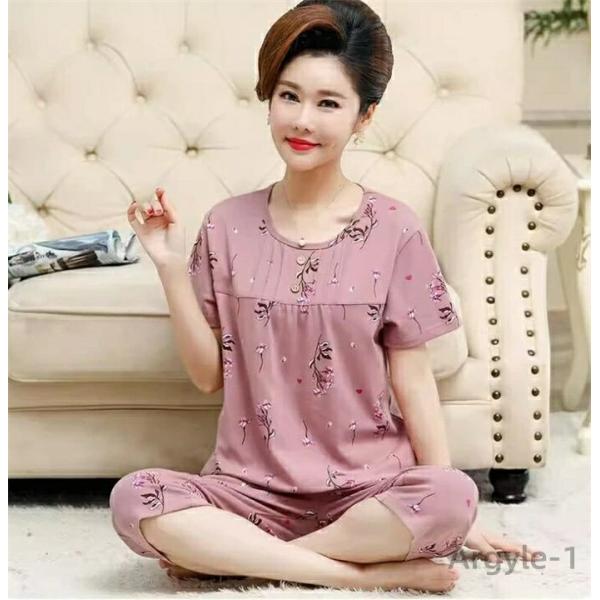 レディース 半袖 ルームウェア 上下セット シニア 部屋着  Tシャツ パンツ ウエストゴム ゆった...