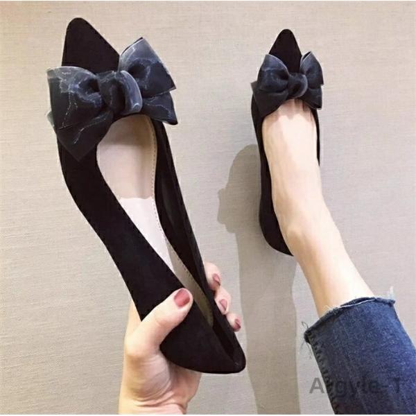 レディース 痛くない ローヒール ぺたんこ 走れる パンプス 歩きやすい フラットシューズ フォーマ...