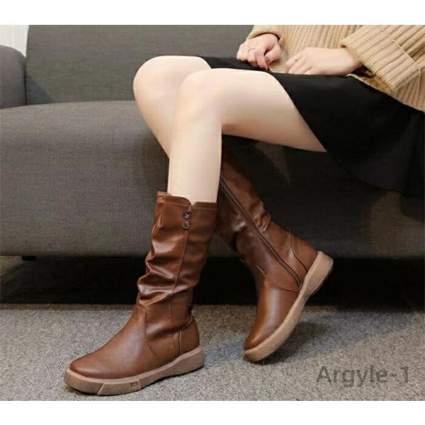 ブーツ レディース カジュアル ルーズブーツ ローヒール ブーツ くしゅくしゅ ルーズ 靴 ハーフブ...