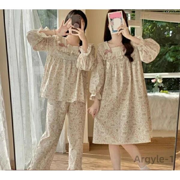 レディース 花柄 長袖 ルームウェア 上下セット 部屋着 長袖 Tシャツ ロングパンツ 大人用 かわ...