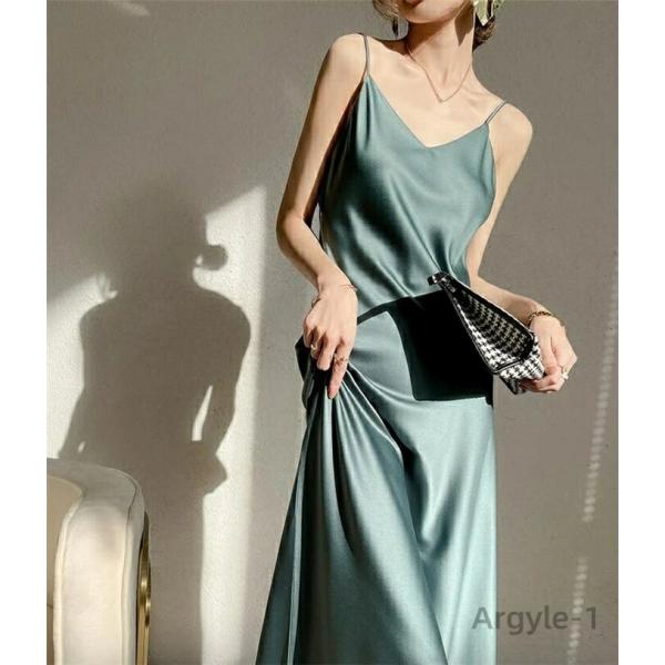 ワンピース レディース シルクタッチ ロング ワンピース リゾート ワンピ サマードレス マキシ丈 ...