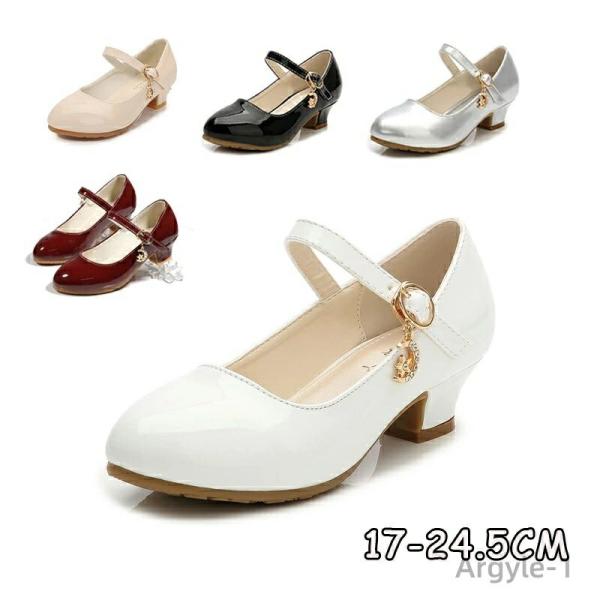 フォーマルシューズ 女の子 靴  子供靴 ピアノ発表会 パンプス ヒール3CM フォーマルシューズ ...