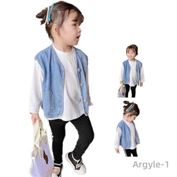 キッズ ベスト デニム 春秋 デニムベスト カジュアルベスト ショート丈 前開き ジュニア 子供服 ...
