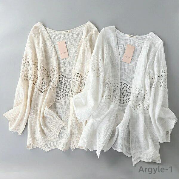 サマーカーディガン レディース 春夏 薄手 UVカット 透け感 サマーニット  ショート丈 長袖 羽...