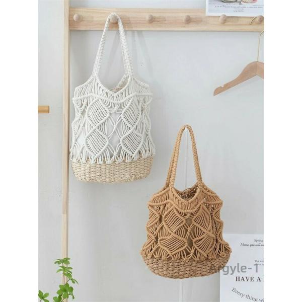 編みバッグ 夏 バケツバッグ メッシュバッグ 大容量 トート レディースバッグ カバン 編みニット ...