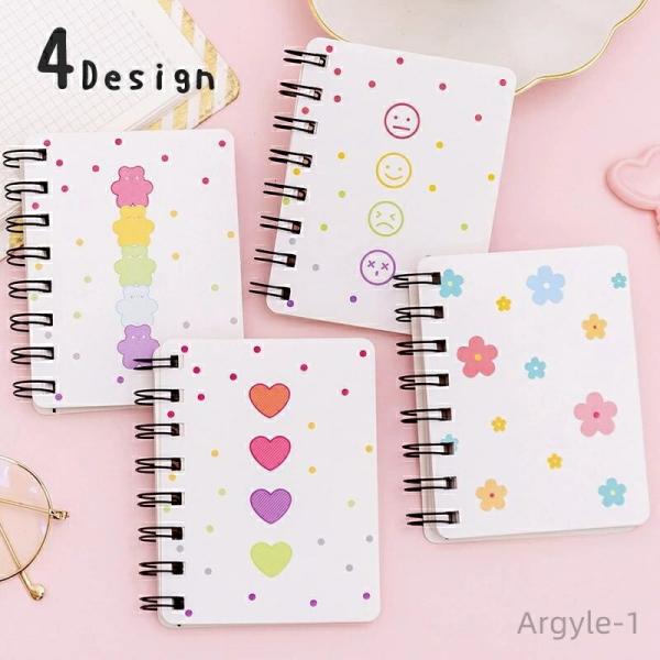 A7サイズ メモ帳 ミニサイズ リングノート 無地 約80枚 花 クマ かわいい リングメモ 文房具...