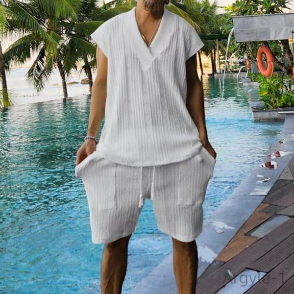 夏 カジュアル セットアップ 無地 ゆったり トップス セーター ショートパンツ ノースリーブTシャ...