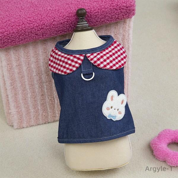 犬服 デニム ベスト ウェアハーネス Dカン付き ドッグウェア 腹開き 犬 服 スナップボタン仕様 ...