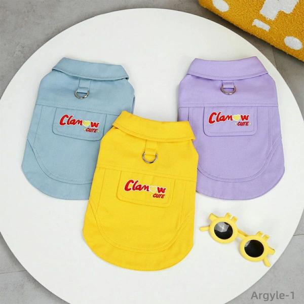 犬服 デニム ベスト ジャケット ドッグウェア 春夏 ウェアハーネス Dカン付き 腹開き 前開き 犬...