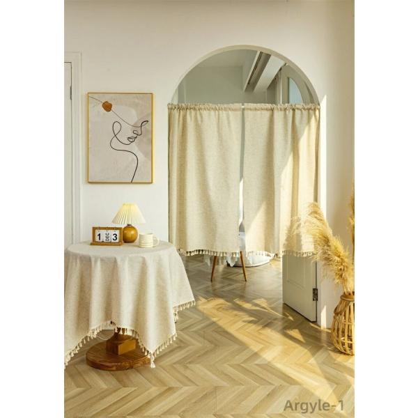 のれん 間仕切り 暖簾 2枚入り リネン素材 フリンジ付き 通気性 おしゃれ 間仕切りカーテン 無地...