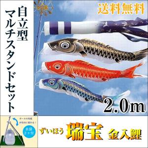 こいのぼり 鯉のぼり 瑞宝 金入鯉 1.2m 自立型マルチスタンド付 フル