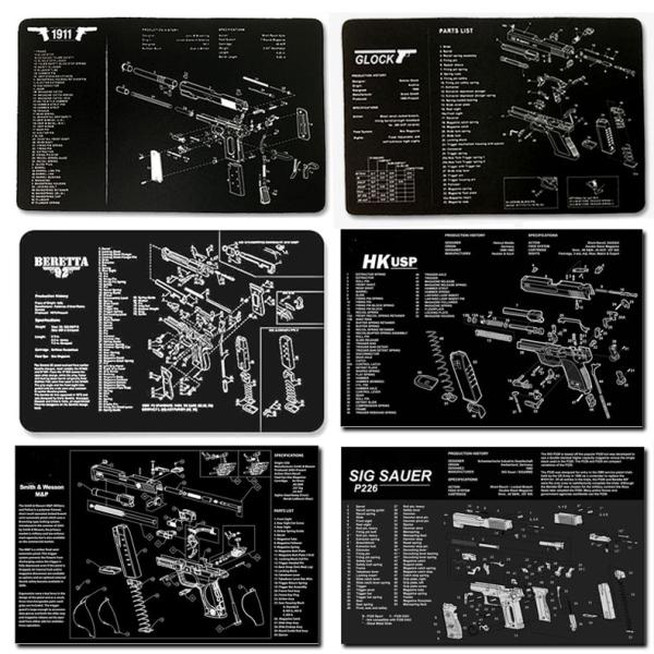 ガンマット ラバー製メンテナンスマット マウスパット COLT M1911 GLOCK M92/M9...