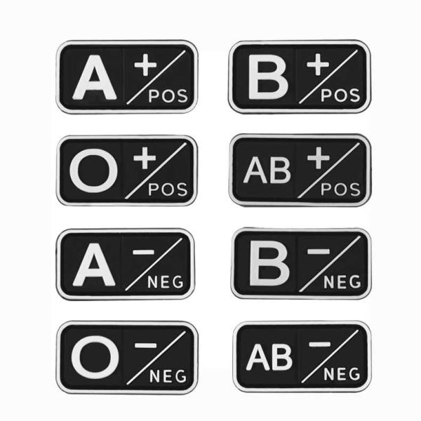 PVC ベルクロ対応血液型パッチ A・B・O・AB/RH+/RH- メール便可
