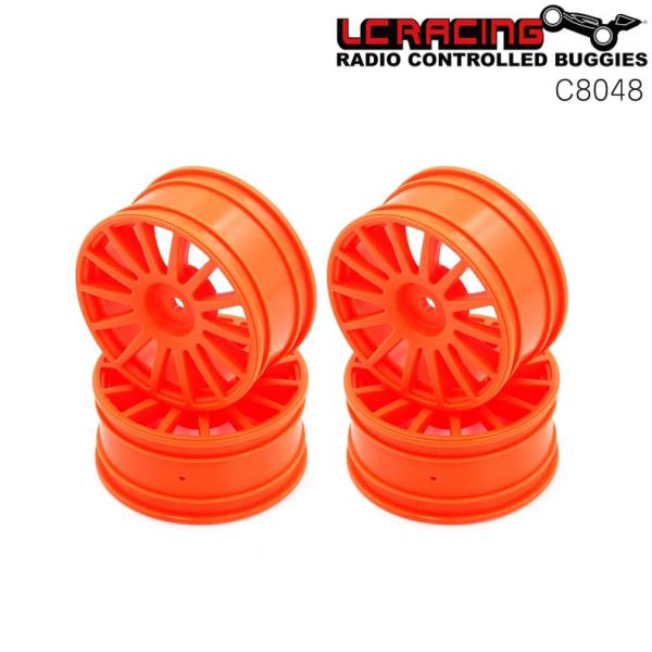 LC RACING RCカー C8048 25mmホイール 12mmHEX 蛍光オレンジ 4個入 ラ...