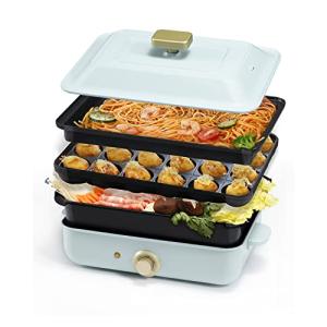 SOLEMOODコンパクトホットプレート プレート3種付き おしゃれ かわいい これ1台 蓋 ふた付き