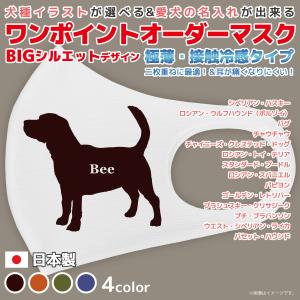 マスク 犬 犬柄 犬種パターン７ 超極薄 2枚重ねに 接触冷感タイプ サイズ選択や名入れもできる 一体型 ワンポイント ビッグシルエット セミオーダー｜mimus-shop