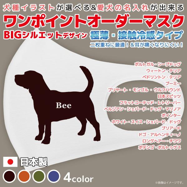 マスク 犬 犬柄 犬種パターン９ 超極薄 2枚重ねに 接触冷感タイプ サイズ選択や名入れもできる 一...