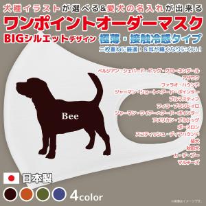 マスク 犬 犬柄 犬種パターン１０ 超極薄 2枚重ねに 接触冷感タイプ サイズ選択や名入れもできる 一体型 ワンポイント ビッグシルエット セミオーダー｜mimus-shop