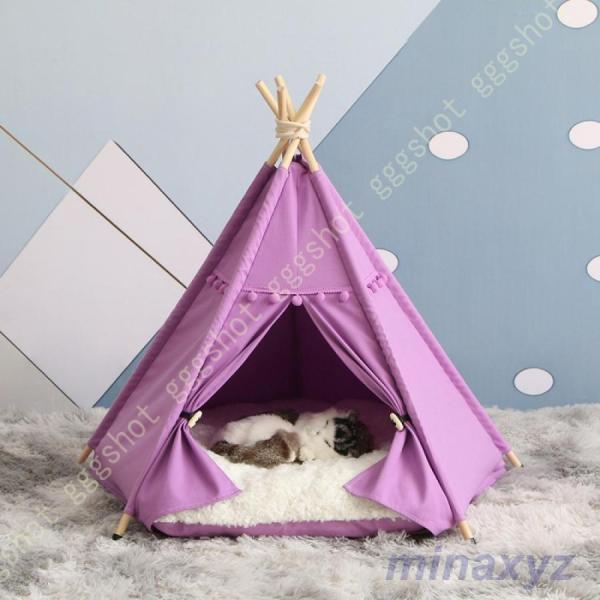 猫 ベッド 犬 ベッド オールシーズン 夏 犬 猫 テント ベッドペッド ドーム型 通気性いい ハウ...